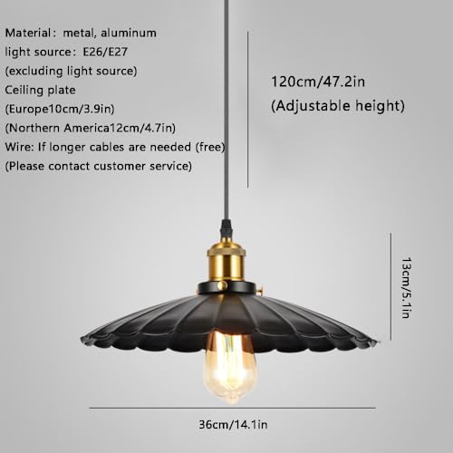 Lámparas de techo vintage E27 con candelabros de pasillo en aluminio negro mate 3