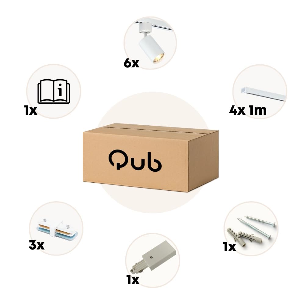 Qub Focus III 1-Phasen Led Schienensystem - 400cm - 6x GU10 Spots Schienensystem lampen - 4x 1m Lichtschienensystem - I-Form - Deckenstrahler Schwarz - Erweiterbar & flexibel - LED-kompatibel