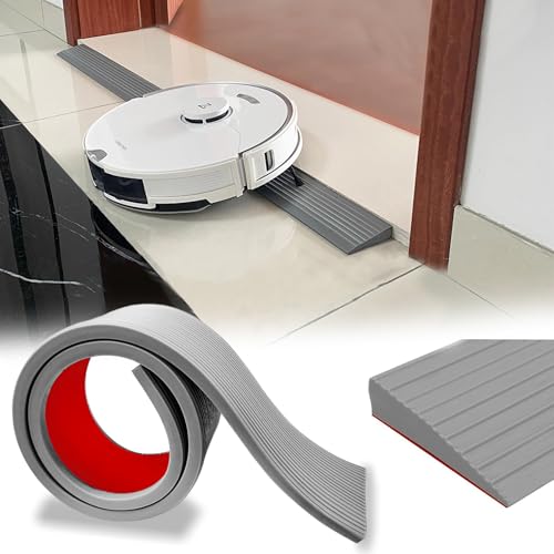 Rampa per Soglia, 1,5 cm x 7,5 cm x 100 cm, Rampa per Soglia per Porta, in Gomma Naturale, Rampa per Porta, Rampa per Robot Aspirapolvere, Scooter Elettrico (Grigio)