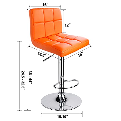 Leopard Bar Stools, Modern Pu Leather Adjustable Swivel Bar Stool With Back, Set Of 2 (Orange) #TOP1