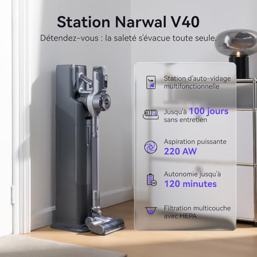 NARWAL V40 Station Aspirateur Balai sans Fil, 120 Minutes d'autonomie - 2