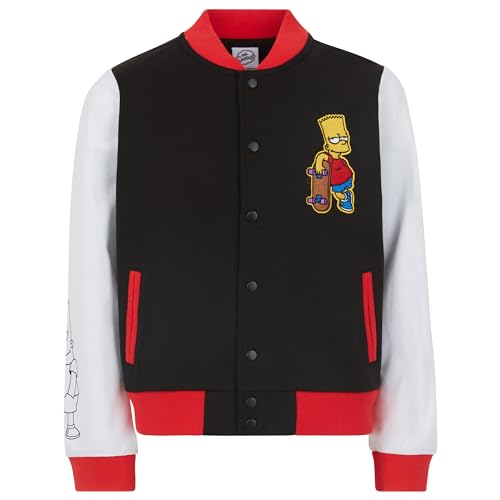 The Simpsons Boys Bart Simpson French Terry Button Up Varsity Bomber Jacket Little Kid to Big Kid2