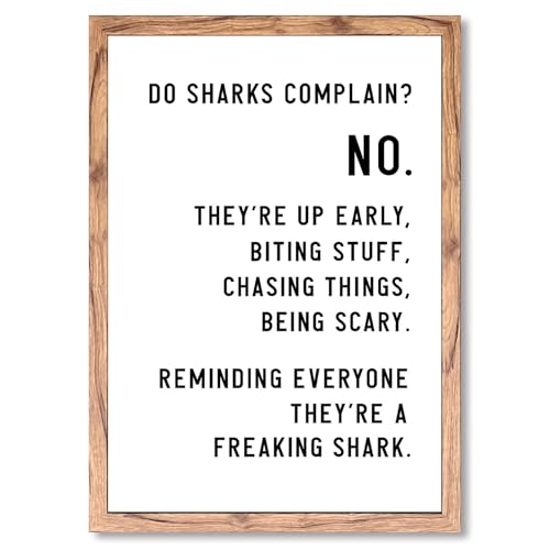 Framed Motivational Shark Quote Poster Canvas Print Art Modern Minimalist