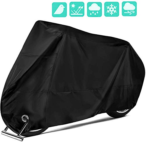 OVERWIND Motorcycle Cover, 190T Nylon Waterproof Motorbike Dust Cover - Anti Rust Rain Snow UV Protection with Lock-Holes Fit for All Motorcycle (Black)