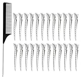 24 Pièces Pinces à Cheveux en Métal avec peigne, Pinces à Bec de Canard Clips, Pince Coiffure, Accessoires de coiffure pour cheveux et styling pour Coiffure DIY (Argenté)