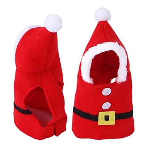 Veeteah Santa Clause Style Bird Costume,Santa Clause Style Bird Clothes Hoodie Vest Sweater - Lovable Bird Flight Suit, Parrot Parakeet Santa Clause Costume for Small Pet Animals Cover