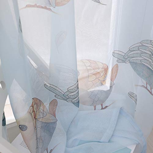 NVJR Cortina de Dibujos Animados para niños Blackout Drape Sheer Tulle Cortina para Ventana Dormitorio Animal Baby Room Custom Treatmnet T & 137# 30, Tulle Blue, W100CM X H180CM