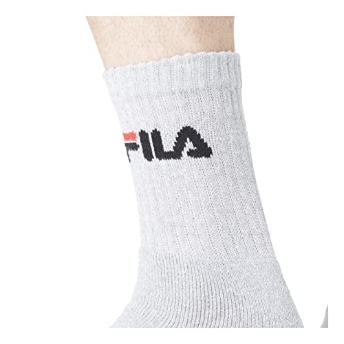 Fila 3 Paia Di Calzini, Calze Da Tennis In Spugna Con Colletto Con Logo, Unisex: Colour: Grey | Size: 9-11 Uk - 6