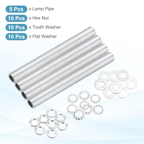 Image of MECCANIXITY 35Pcs 3.7 inch Lamp Pipe Kit with Nuts Washers 1 /8IP Thread Fasteners Assortment for Chandelier Ceiling Light Repair Assembly DIY Hardware