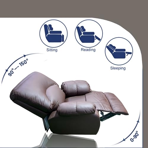 Image of Recliner Sofa Electric Single seat Chair in Leatherette with 5 Years Warranty Power Reclining Couch Modern & Stylish Living Room Automatic recliners Comfy Lumbar Support for Sleep