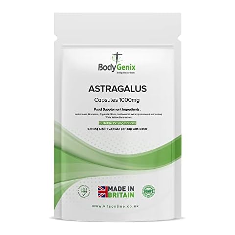Bodygenix Astragalus 1000mg Capsules Bodygenix UK, Powerful Chinese Supplement High Dose (60) 2 Month Supply Cover