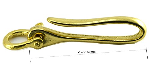 Okones 3-2/3'' Overall Length,2-2/5'' U Hook Length,Solid Brass Key Ring Belt Hook Key Buckle For Leathercraft Pack Of 1 (U Hook Length 2-2/5'') #TOP4