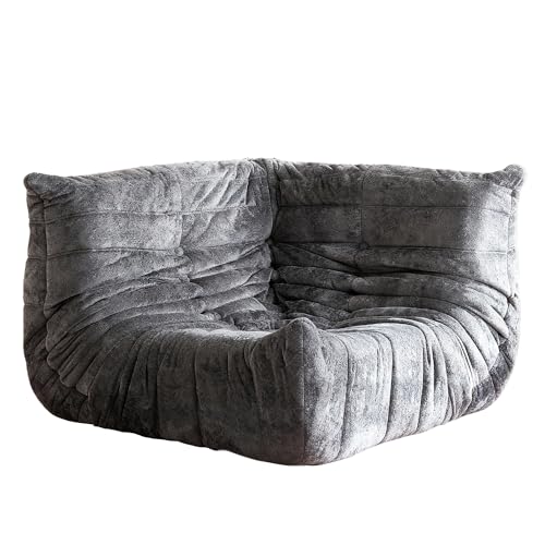 Image of Bean Bag Chair, Memory Foam Bean Bag Chairs for Adults, Fireside Corner Chair Lazy Floor Corner Sofa for Living Room, Bedroom, Dorm, Office(Dark Grey)