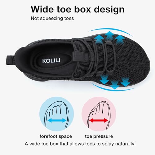 KOLILI Women's Wide Toe Box Shoes Easy Slip On Cushion Walking Sneakers3