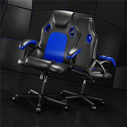 Play haha. Gaming stoel Bureaustoel Draaistoel Computerstoel Werkstoel Bureaustoel Ergonomische stoel Racestoel Lederen stoel PC-gamingstoel (Blauw) - Afbeelding 3