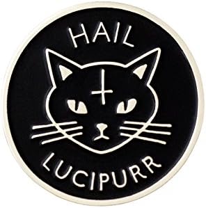 Hail Lucipurr Enamel Lapel Pin - Evil Black Cat Flair - By Eel Pop