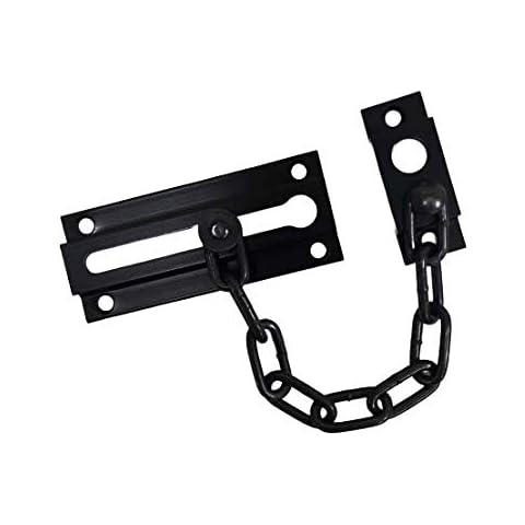 QCAA Solid Brass Chain Door Guard, with 9 Links Steel Chain, Matte Black, 1 Pack Cover