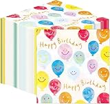 Table Kind 100 X Servilletas De Papel De Feliz Cumpleaños Paquete A Granel De Calidad Con Forma De Globo Y Cara Sonriente Para Fiestas Catering Ecológicas Desechables Fabricadas En La UE 2 Capas 33 cm