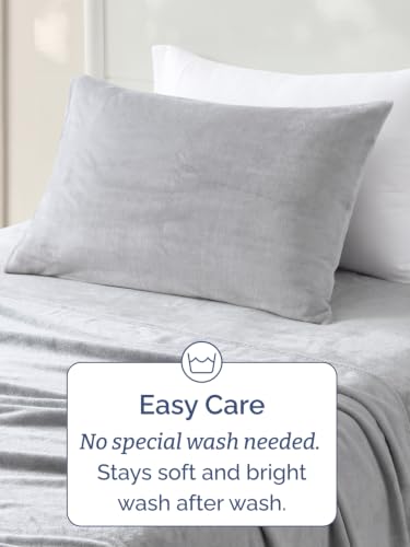 Image of Fleece Sheets Twin XL Size Set - 3-Piece Velvet Flannel Sheet Set - Grey