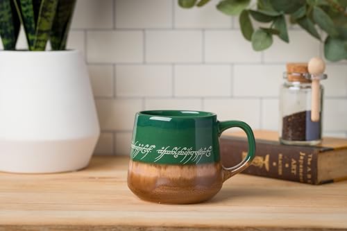 Image of Silver Buffalo Lord of The Rings Elven Text High Gloss Reactive Glaze Tapered Pottery Mug,18 Ounces,(Pack of 12)
