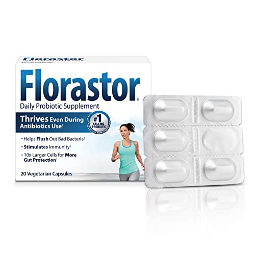 Florastor Daily Probiotic Supplement for Women and Men, Use with Antibiotics, Saccharomyces Boulardii CNCM I-745 (20 Capsules)