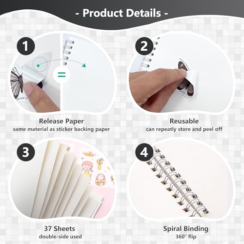 Álbum reutilizable para colección de pegamentos A5, negro y mármol, para adultos, con 37 hojas de papel desprendible, organizador para journal, planner y scrapbook miniatura 2