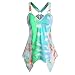 Produktbild TTWOMEN Damenmode Tie-Dye Kleid Frauen Sommer T-Shirt Locker Lässig V-Ausschnitt Große Größe Absatz Unregelmäßigen Ring Leibchen Tank Top Bluse (Grün, 3XL)