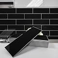 Avant Decor | Sample Tile | Stone Composite Subway Solid Color Tiles | Peel and Stick Kitchen Backsplash Tiles | Wall Tiles | 4” x 12” | Bex Metro Glossy Onyx