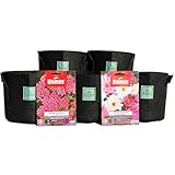 KliKil Maceta Bolsas de Cultivo - Kit 5 macetas geotextiles y Bolsas de Semillas Flores Blumen de Cosmos y Milenrama. Ideal para Plantas en terraza. Kit huerto Urbano para Exterior y Interior.