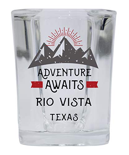 Rio Vista Texas Souvenir 2 Ounce Square Base Liquor Shot Glass Adventure Awaits Design