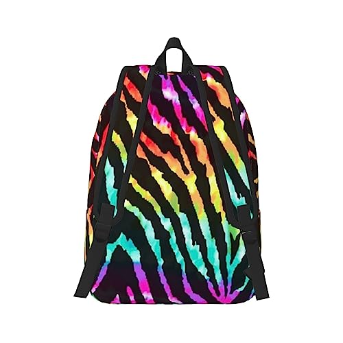 Sac à dos zèbre arc-en-ciel carré réfléchissant ordinateur S - 3