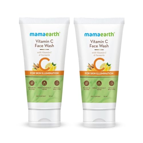 Image of Mamaearth Vitamin C Face Wash with Vitamin C and Turmeric | Brightens Skin | Evens Skin Tone | 50 ml x 2