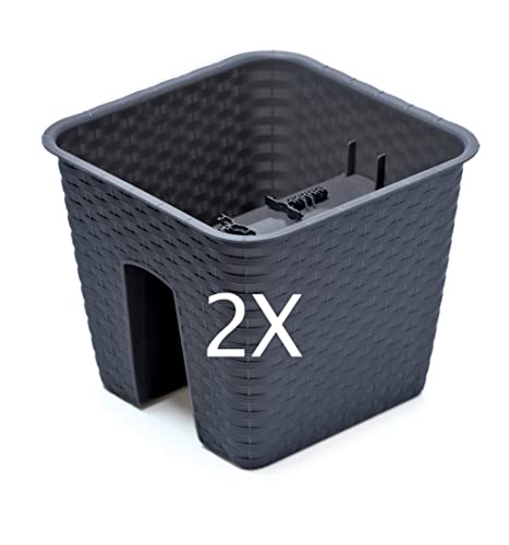 Tymar Macetero de 2 unidades, maceta para barandilla de balcón en aspecto de...