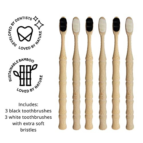 Banbukes Bamboo Toothbrush, Biodegradable Toothbrushes With 20000 Extra Soft Bristles, Eco Friendly, Green & Compostable Toothbrushes For Pregnant Women, Braces, Sensitive Teeth Gum Recession-6 Pack #TOP2