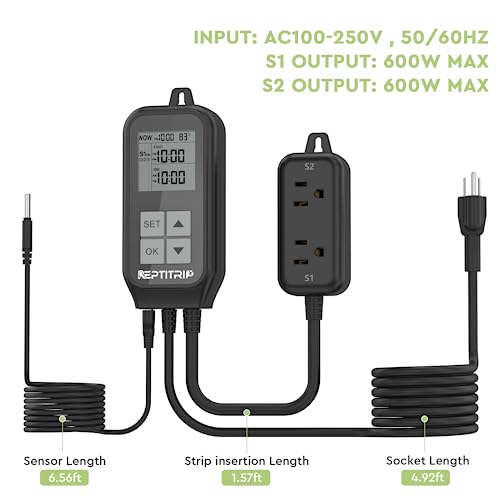 Reptitrip SOP24 Reptile Thermostat, Reptile Light Timer For Temperature And Lighting Control, Day-Night Timer Thermostat With Reptile Thermometer For Uvb Light, Heat Lamp thumb #6