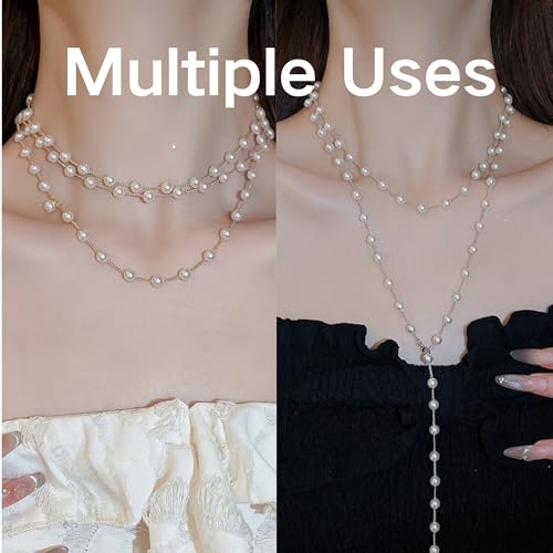 Gold Pearls Necklaces for Women-18K Gold Plated Layered Pearl Necklaces for Women Dainty White Pearls Choker Necklace Chain Pearl Necklace for Women Elegant Gifts4