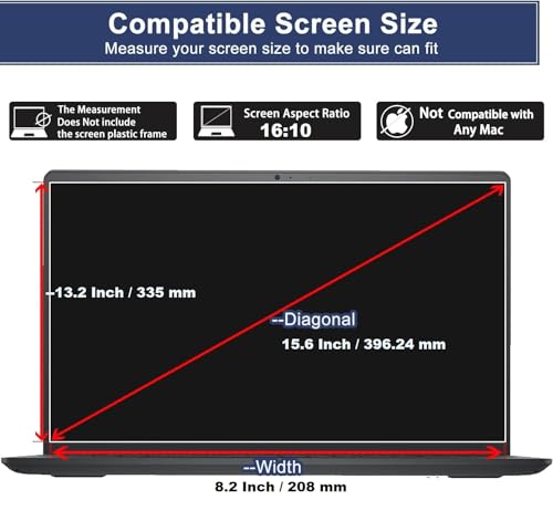 Image of Privacy Matte Screen Guard Compatible With Laptops With 15.6 inch Inch Diagonal With 16:10 Aspect Ratio, HP Dell, Lenovo Acer ASUS, Not a Tempered Glass, Guard Size : 335 mm X 208 mm