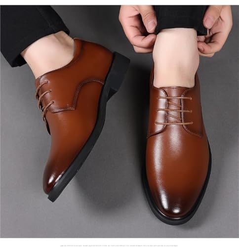 Men's Low Cut Business Leather Dress Shoes Brown Casual Formal Wedding Groom Suit Footwear2