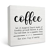 Coffee Bar Sign - Funny Wooden Box Sign for Home Kitchen Table Decor