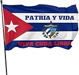  Bandera De Cuba Cuba Cubans Flag, Patria Y Vida Viva Cuba Libre Banderas Nacionales Cubanas Con Ojales De Latón, Banderas Al Aire Libre De La Pared De Doble Estampado De Pie De 3x5 (Blue)