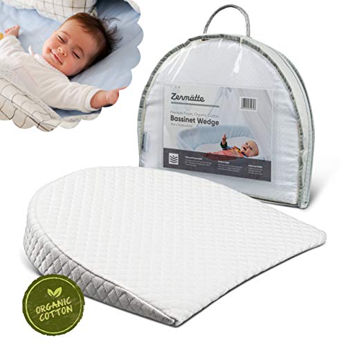 Zermätte Bassinet Wedge Pillow for Reflux Baby Sleep- for Infant and Newborn Colic