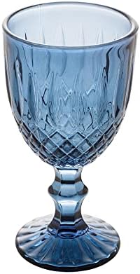 WOLFF - Conjunto 6 Taças Vidro p/Água Greek Azul Escuro 345Ml