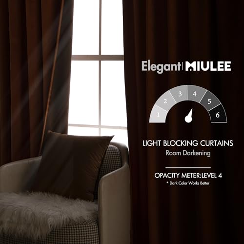Image of MIULEE Velvet Curtains 52x84 inches 2 Panels Gold Brown Blackout Curtains | Luxury, Bedroom Living Room, Thermal Insulated, Super Soft Window Drapes, Rod Pocket & Back Tab