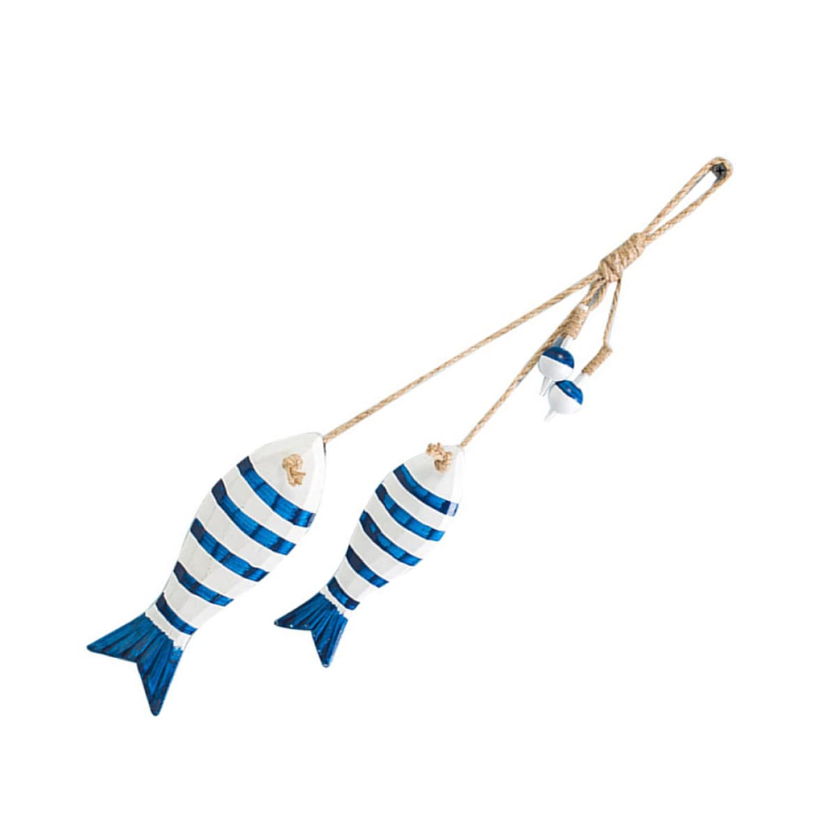Gogogmee 1Pc Wooden Fish String Pendant Mediterranean Style Hanging Decor for Home Bar and Mall Nautical Wall Hanging Adornment Blue Curtain Decoration