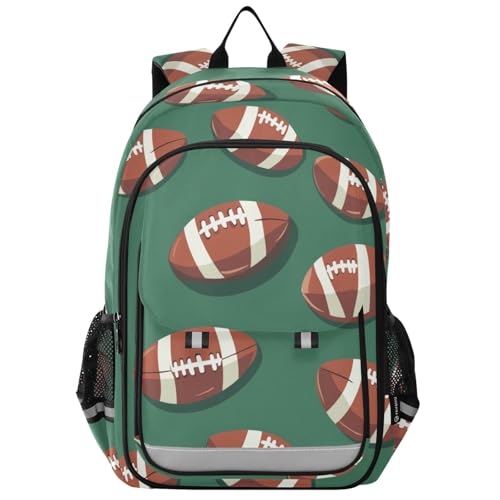 Sac à dos pour ordinateur portable enfants vert football américain grand cartable décontracté pc