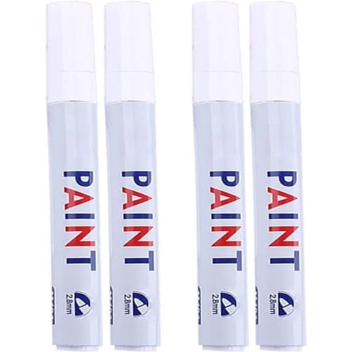 4PCS Car Tire Paint Pen, Tire Ink Paint Pen for Car Tires, Waterproof Non-fading Tire Paint Pen, Waterproof Car Wheel Tire Paint Pen, Anti-Drying Letter Graffiti Ink Marker (White)