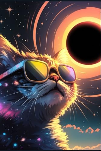 Total Solar Eclipse 2024 Notebook: Unique 6x9in Commemorative Journal with 108 Lined Pages, Perfect Gift for Space Enthusiasts, Ideal for School or ... and Sketches with a Cool Cat with Sunglasses