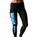 Forever Womens Work Out Print Side Text Stretchy Leggings Trousers