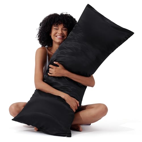 Bedsure Satin Body Pillow Cover with Zipper,Soft Silky Pillowcase