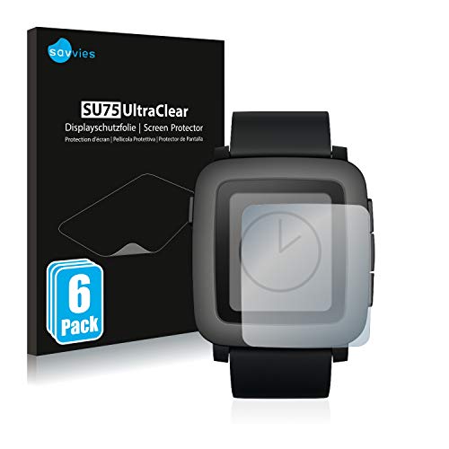 savvies Protection Ecran pour Pebble Time 6 Pièces - Film Protection Ultra Clair